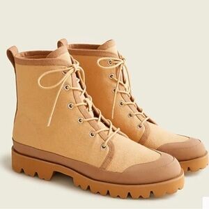 NWT J. Crew Gwen Canvas Lace-up Lug-sole Boot